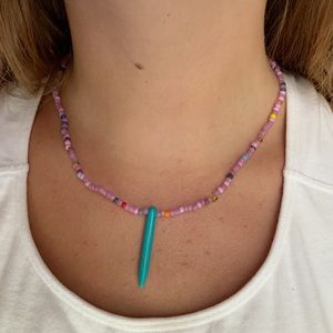Pink Beaded Pendant Necklace